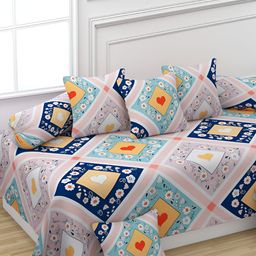 CHHILAKIYA Purple & Blue 8 Pieces Floral Printed Glace Cotton Diwan Set-37