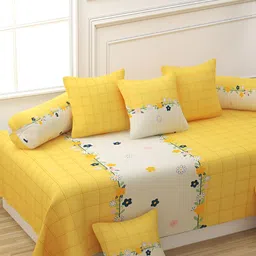 CHHILAKIYA Yellow 8 Pieces Printed Cotton Diwan Set-6