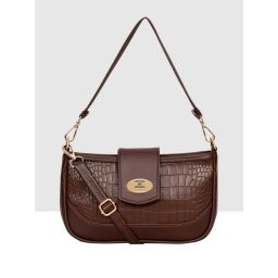 ESBEDA Brown Croco Embossed Sling Bag-picture-14