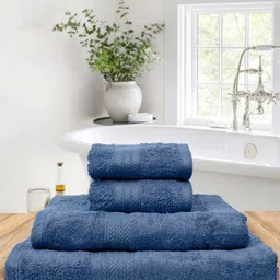 BOMBAY DYEING Blue 4 Pieces 450 GSM Pure Cotton Towel Set-picture-25
