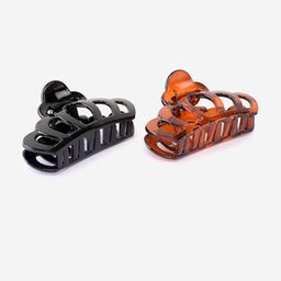 BuckleUp Women Black & Orange Set of 2 Claw Clips-14