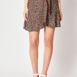 Zastraa Women Black Floral Print A-Line Skirt-image-61