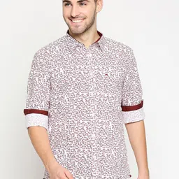 Basics Men Red Slim Fit Floral Printed Pure Cotton Casual Shirt-image-54