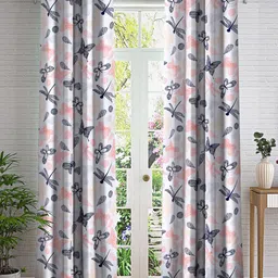 Cortina White & Blue 2 Pieces Abstract Printed Sheer Long Door Curtains-image-63