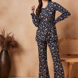 InWeave Printed Pure Cotton Top With Trousers And Belt Co-Ords-4