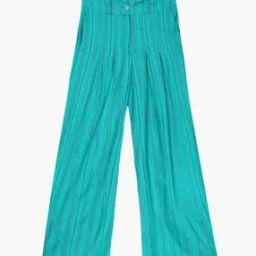 Pleated Straight Printed Palazzos-45