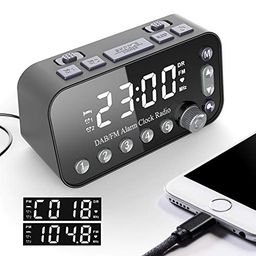 shandongmt DAB Clock Radio,DAB Bedside Alarm Clock Radio Large Sn Dual Alarm Clock Dual USB Radio Sleep Timer FM Radio Clock image 3