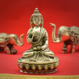 PujaNPujari Gold-Toned Meditation Buddha Statue Idol-image-39