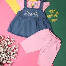 V-Mart Infants Girls Printed Pure Cotton Top with Trousers-53