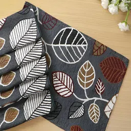 HOKIPO 6 Pieces Grey & White Floral Cotton Table Placemats-21