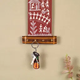 AAKRITI ART CREATIONS Red & White Warli Melody Key Holders-picture-35
