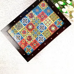 apka mart Black Wooden Tile Chowki-picture-48