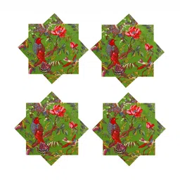 HANDICRAFT PALACE Green & Brown 6 Pieces Printed Cotton Table Napkins-42