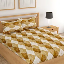 Lali Prints Brown Floral 180 TC King Bedsheet Set-image-71