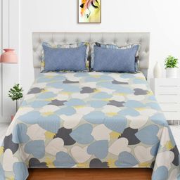 BREVARD Cream-Coloured Printed Cotton 210 TC King Bedsheet Set 2.54 m x 2.28 m-image-80
