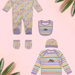 MeeMee Infants 5-Pcs Printed Pure Cotton Baby Apparel Gift Set-53