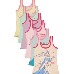Bodycare Kids Girls Pack Of 6 Mickey Mouse Printed Cotton Basic Innerwear Vests-image-11