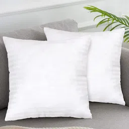 Clasiko Set of 2 White Striped Square Cotton Cushion Inserts-15