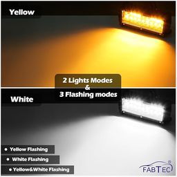 FABTEC LED Flasher Fog Light with 5 Modes LED Bar Light LED Light with Spot Flood beam 38 Led 7 Inch Fog Light with On/Off Switch Universal Light for Bikes and Cars (Set of 2) (White and Yellow) image 3