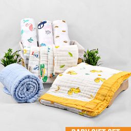 Moms Home Infants 10-Pcs Organic Cotton Muslin Baby Apparel Gift Set-image-39