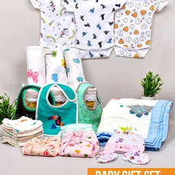 Moms Home Infants Pack of 21 Printed Organic Cotton Baby Apparel Gift Set-image-33