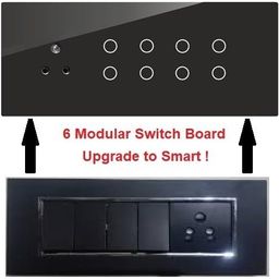 Teqooz Smart Touch Switch Panel (WiFi) (Black)6 Modular Size) : 8-Switch + 1 Socket | Works with SmartLife App, Alexa, Google, Siri | Glass Finish image 5