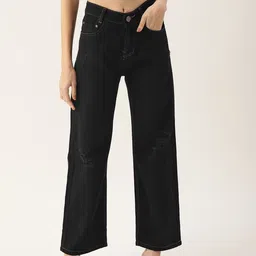 PARIS HAMILTON Women Black Pure Cotton Relaxed Fit Jeans-image-69