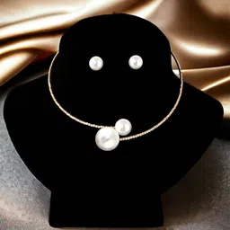 LUCKY JEWELLERY Gold-Plated Cubic Zirconia-Studded & Beaded Jewellery Set-image-19