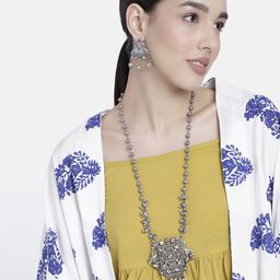LAIDA Women Silver-Plated Artificial Stones & Beads-Studded Jewellery Set-image-2