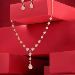 Zaveri Pearls Rose Gold-Plate Cubic Zirconia Stone Studded Jewellery Set-image-8