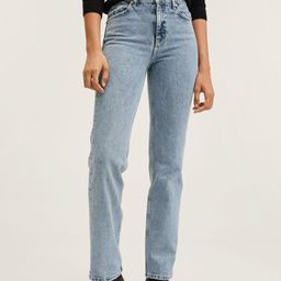 MANGO Women Blue Solid Pure Cotton Straight Fit Light Fade Jeans-41