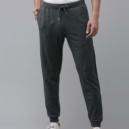 Van Heusen Sport Men Charcoal Grey Solid Slim Fit Mid-Rise Joggers with Mesh Detail-image-59