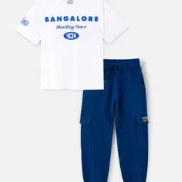 Nap Chief Kids Printed Round Neck Pure Cotton T-shirt With Joggers-image-12