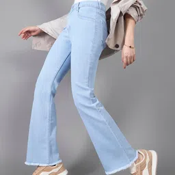 DOLCE CRUDO Women Bootcut High-Rise Heavy Fade Stretchable Jeans-picture-18