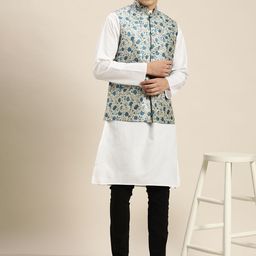 SOJANYA Printed Silk Blend Nehru Jacket image 2