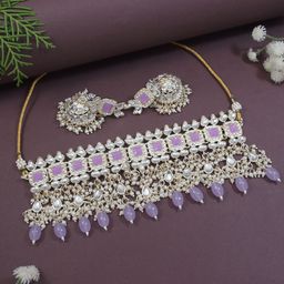 I Jewels Gold Plated Kundan & Pearl Bridal Traditional Jewellery Set-image-23