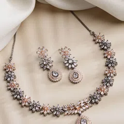 ZENEME Rose Gold-plated CZ -Studded Jewellery Set-12