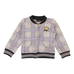 Actuel Girls Geometric Checked without Bomber with Patchwork Cotton Jacket-image-51