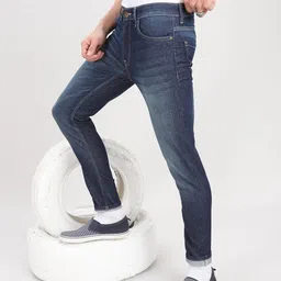 The Indian Garage Co Men Blue Slim Fit Low-Rise Clean Look Stretchable Jeans-image-63