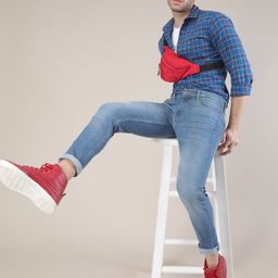 The Indian Garage Co Men Blue Slim Fit Mid-Rise Clean Look Stretchable Jeans-image-91