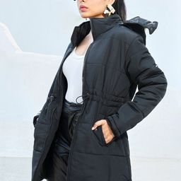 Campus Sutra Hooded Windcheater Longline Parka Jacket-image-91