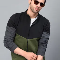 Rigo Men Black Colourblocked Fleece Lightweight Crop Outdoor Sporty Jacket-picture-30