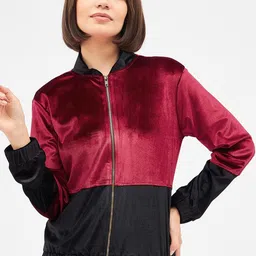 Kibo Women Colourblocked Corduroy Bomber Jacket-image-65
