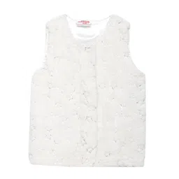 UNDER FOURTEEN ONLY Girls White Self Design Tailored Jacket-image-14
