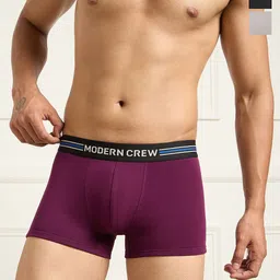MODERN CREW Men Pack of 3 CoolSense Cotton Trunks-image-93