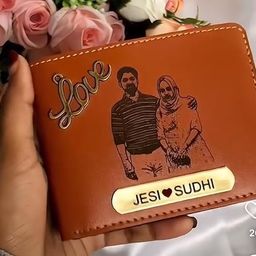 atrum shutrum gift shop ATRUM SHUTRUM Laser Engraved Personalised Mens Leather Photo Wallet with Name image 2