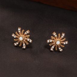 ZINU Rose Gold Contemporary Studs Earrings-image-18