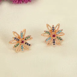 ZINU Rose Gold Contemporary Studs Earrings-image-80