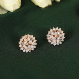 ZINU Rose Gold Contemporary Studs Earrings-image-23