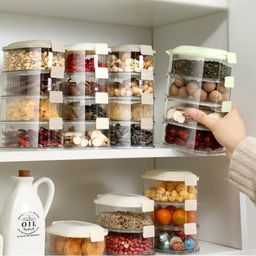 VALIDO Airtight containers for condiments,4-layer Storage Box,Stackable Kitchen Condiment Jars with Lids, Leak Proof And Food Fresh-keeping Box, For Fruit, Snack And Spice image 4